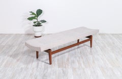 Jens Risom Tufted Bench with Floating Walnut Base