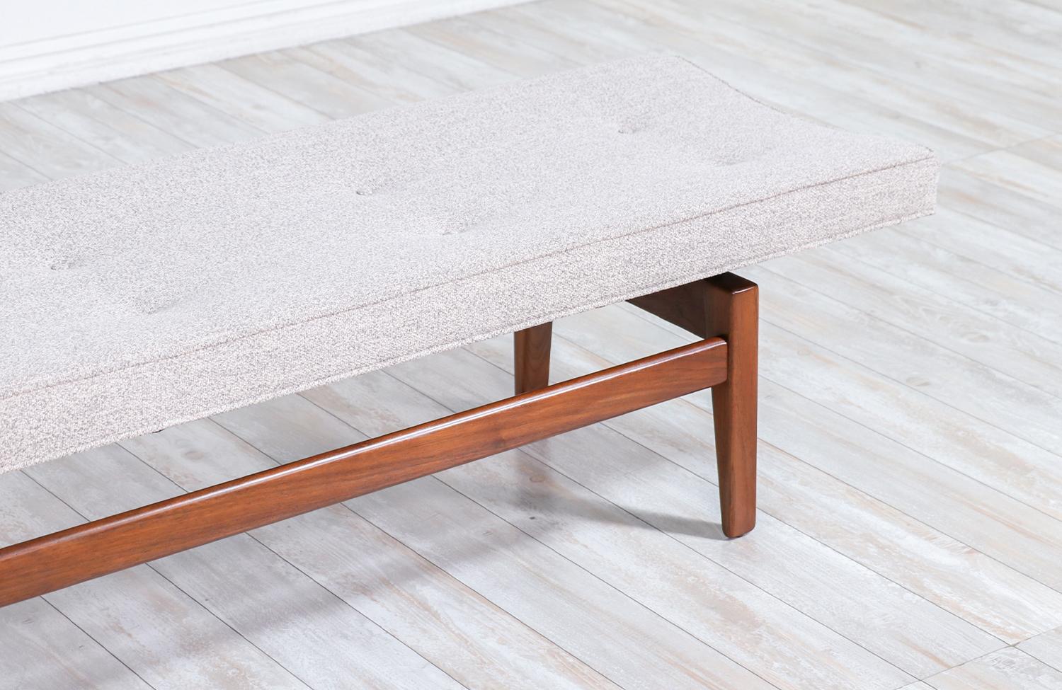 Mid-20th Century Jens Risom Tufted Bench with Floating Walnut Base