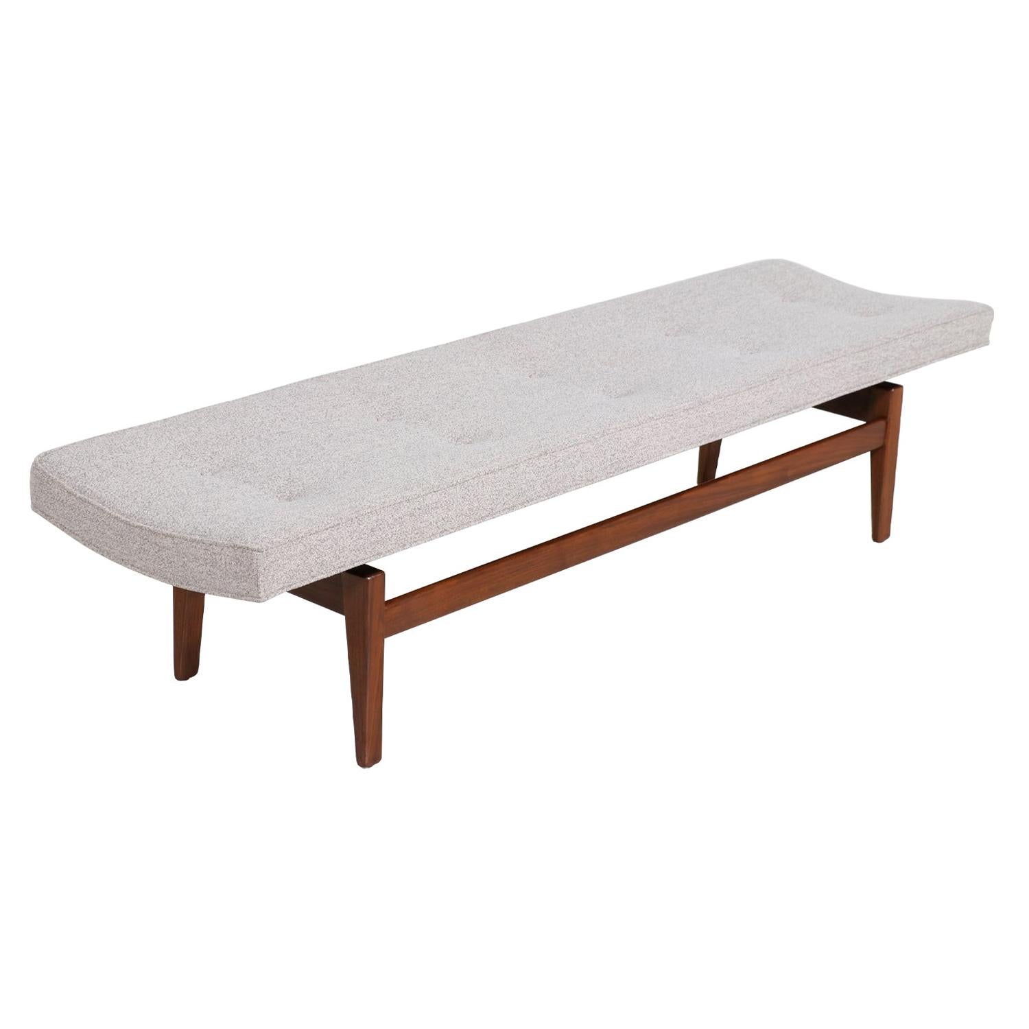 Jens Risom Tufted Bench with Floating Walnut Base