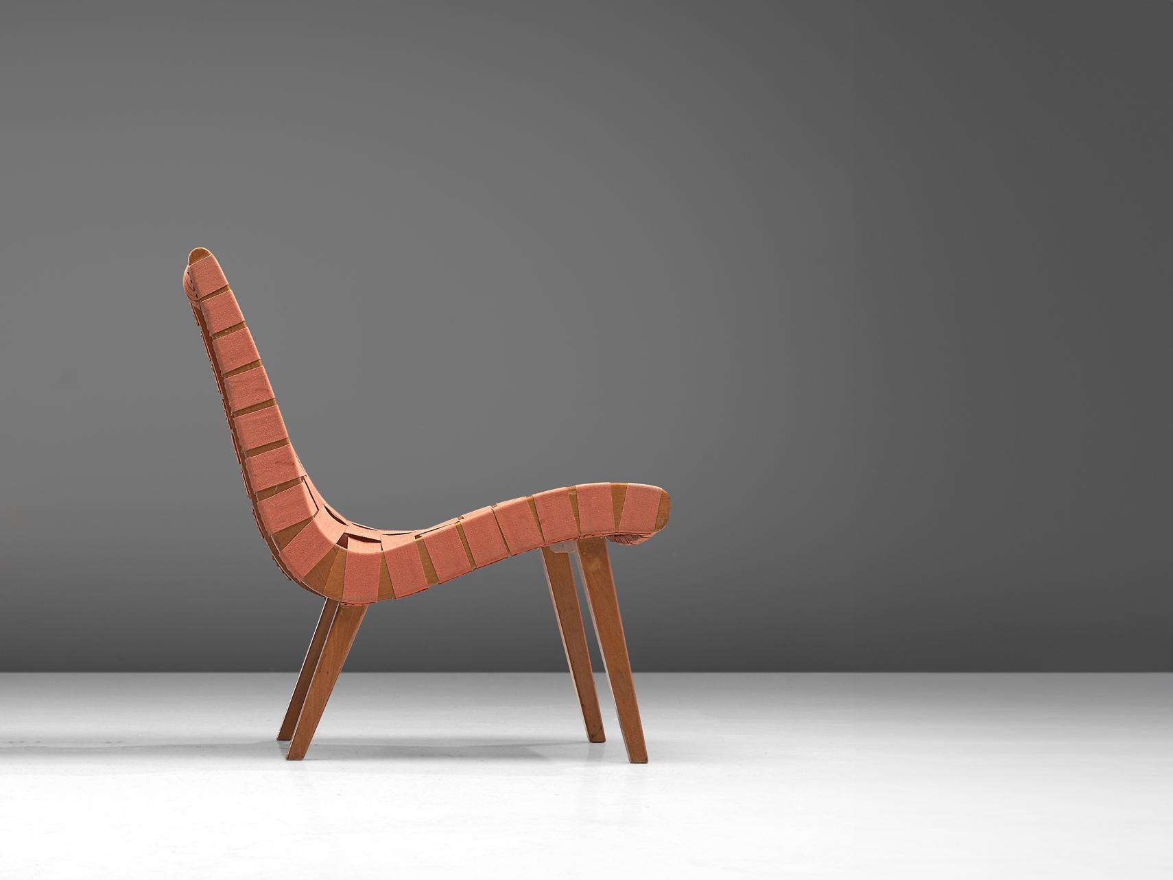 Mid-Century Modern Jens Risom 'Vostra' Lounge Chair in Canvas Webbing For Sale