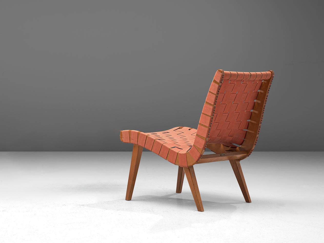 American Jens Risom 'Vostra' Lounge Chair in Canvas Webbing For Sale