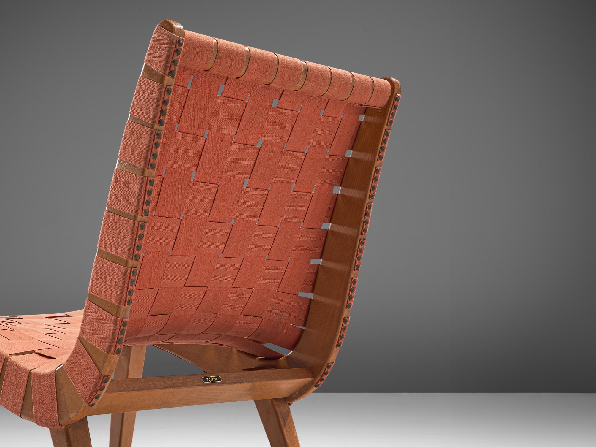 Mid-20th Century Jens Risom 'Vostra' Lounge Chair in Canvas Webbing For Sale