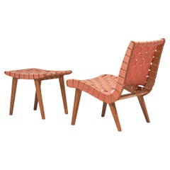 Jens Risom 'Vostra' Lounge Chair with Ottoman in Canvas Webbing