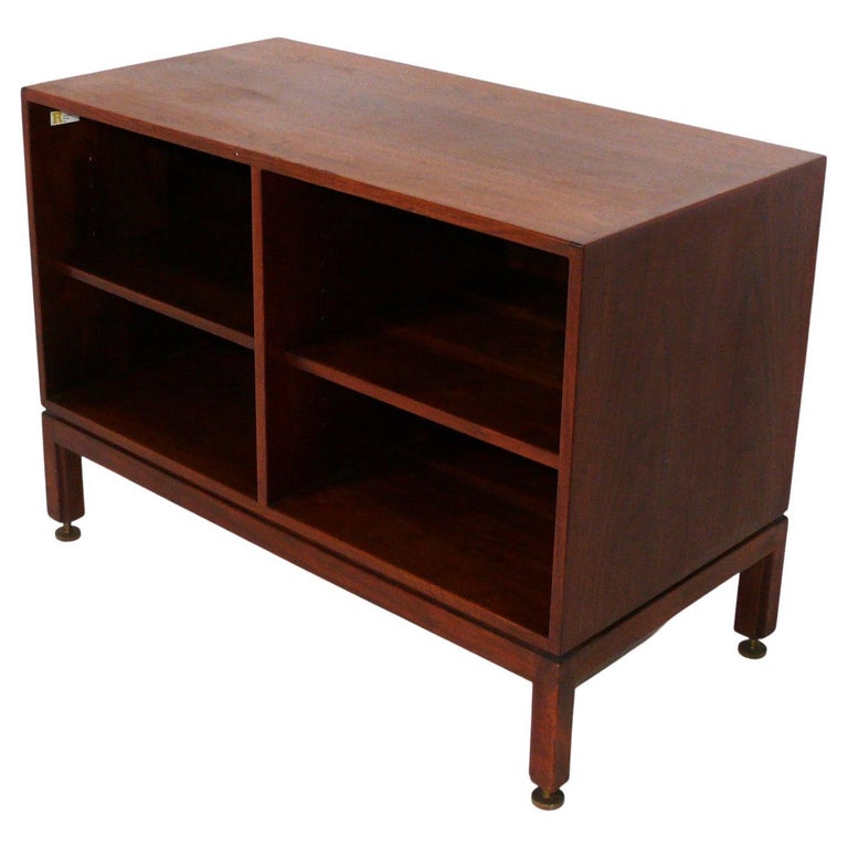 Jens Risom Walnut and Brass Credenza / Bookshelf / Media Center For