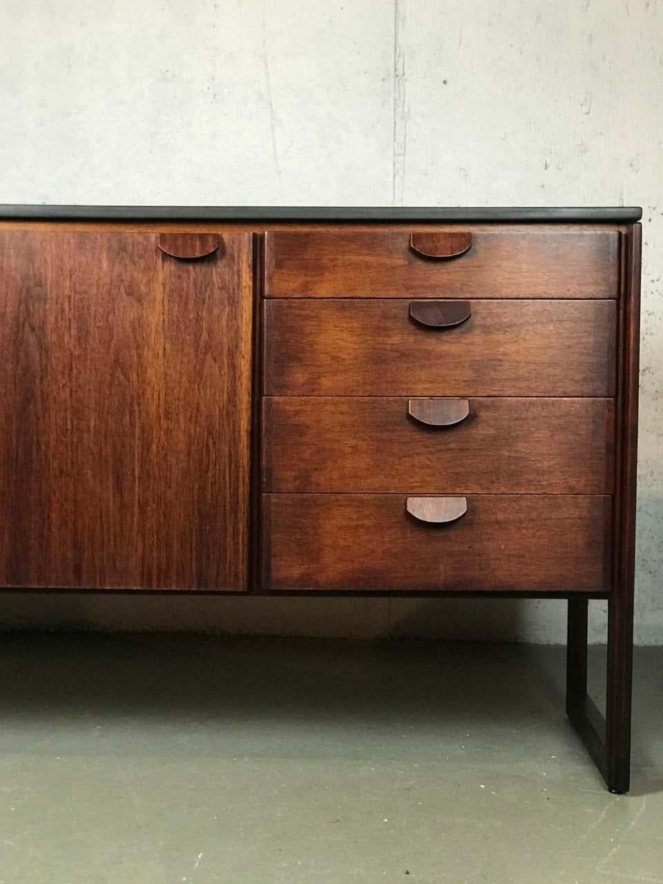 American Mid Century Sideboard in Walnut and Slate by Jens Risom with Excellent Patina