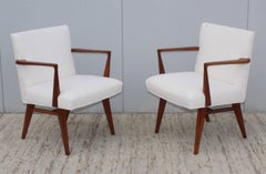 Jens Risom Walnut Armchairs