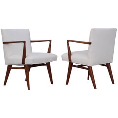 Jens Risom Walnut Armchairs