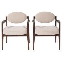 Fauteuils en noyer et en mohair naturel de Jens Risom, C.C. 1950s