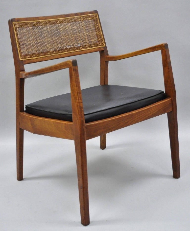 Jens Risom Walnut and Cane Back Dining Chairs Mid-Century Modern, Set
