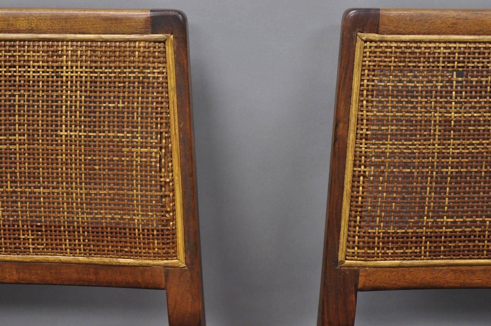 Jens Risom Walnut & Cane Back Dining Chairs Mid-Century Modern, Set of Six 1