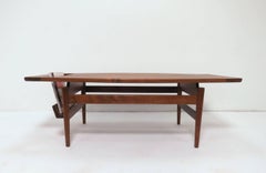 Jens Risom Walnut Coffee Table with Magazine Holder, circa 1950s