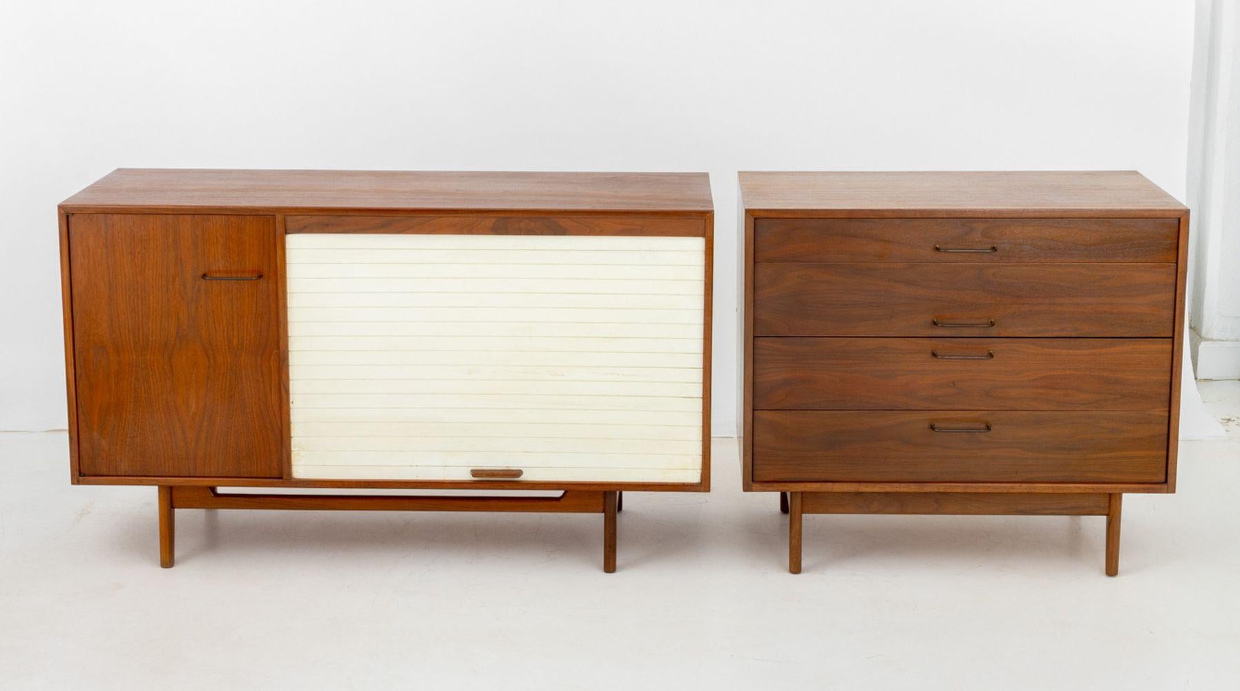 Mid-Century Modern Jens Risom Walnut Credenza For Sale