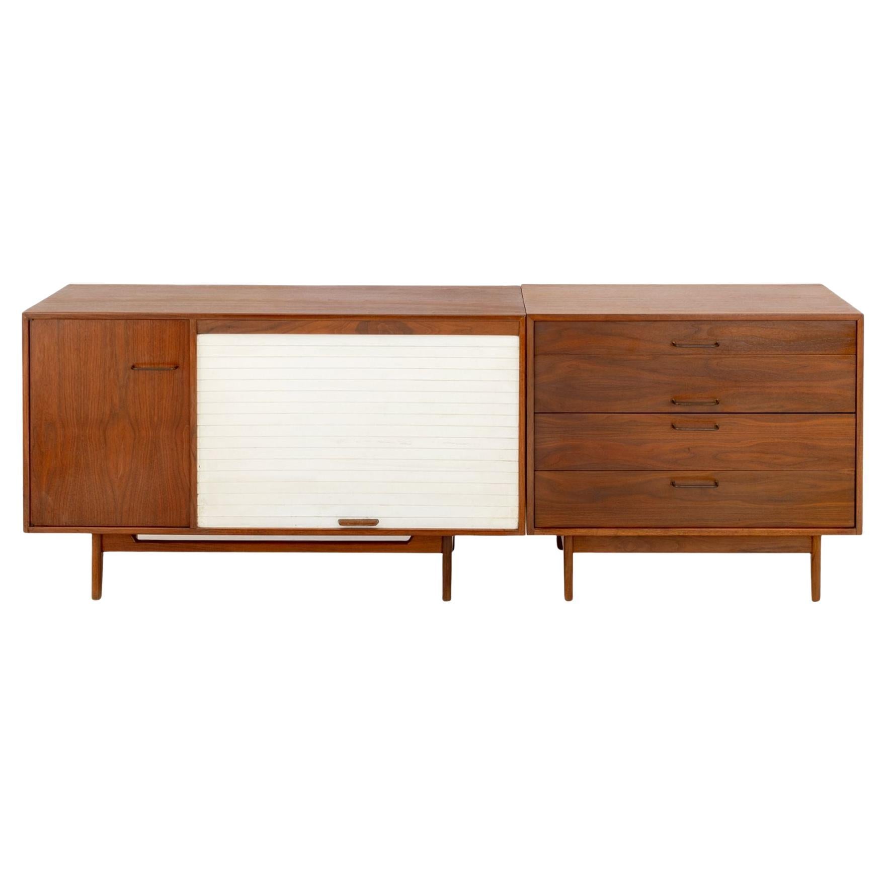 Jens Risom Walnut Credenza For Sale