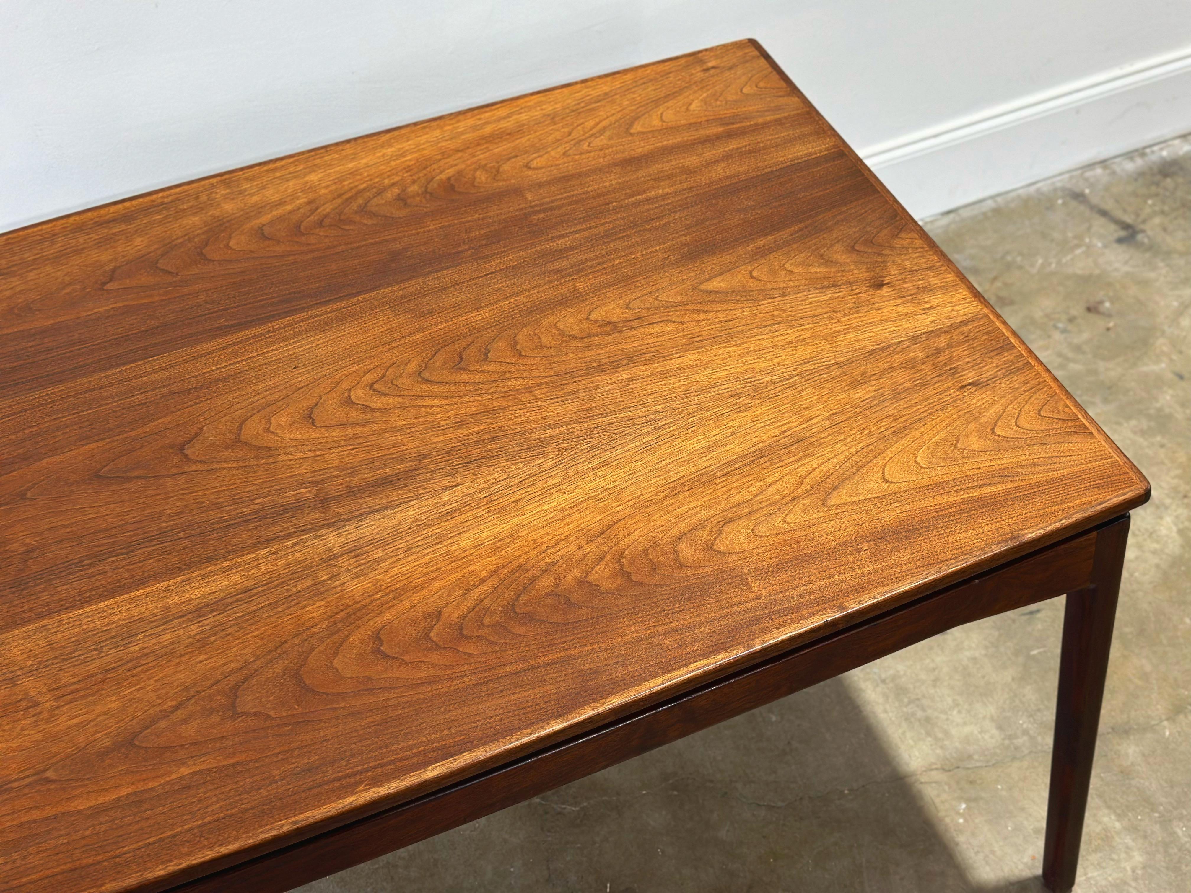 Jens Risom Walnut Dining Table, Rare Midcentury Draw Leaf Extension 11
