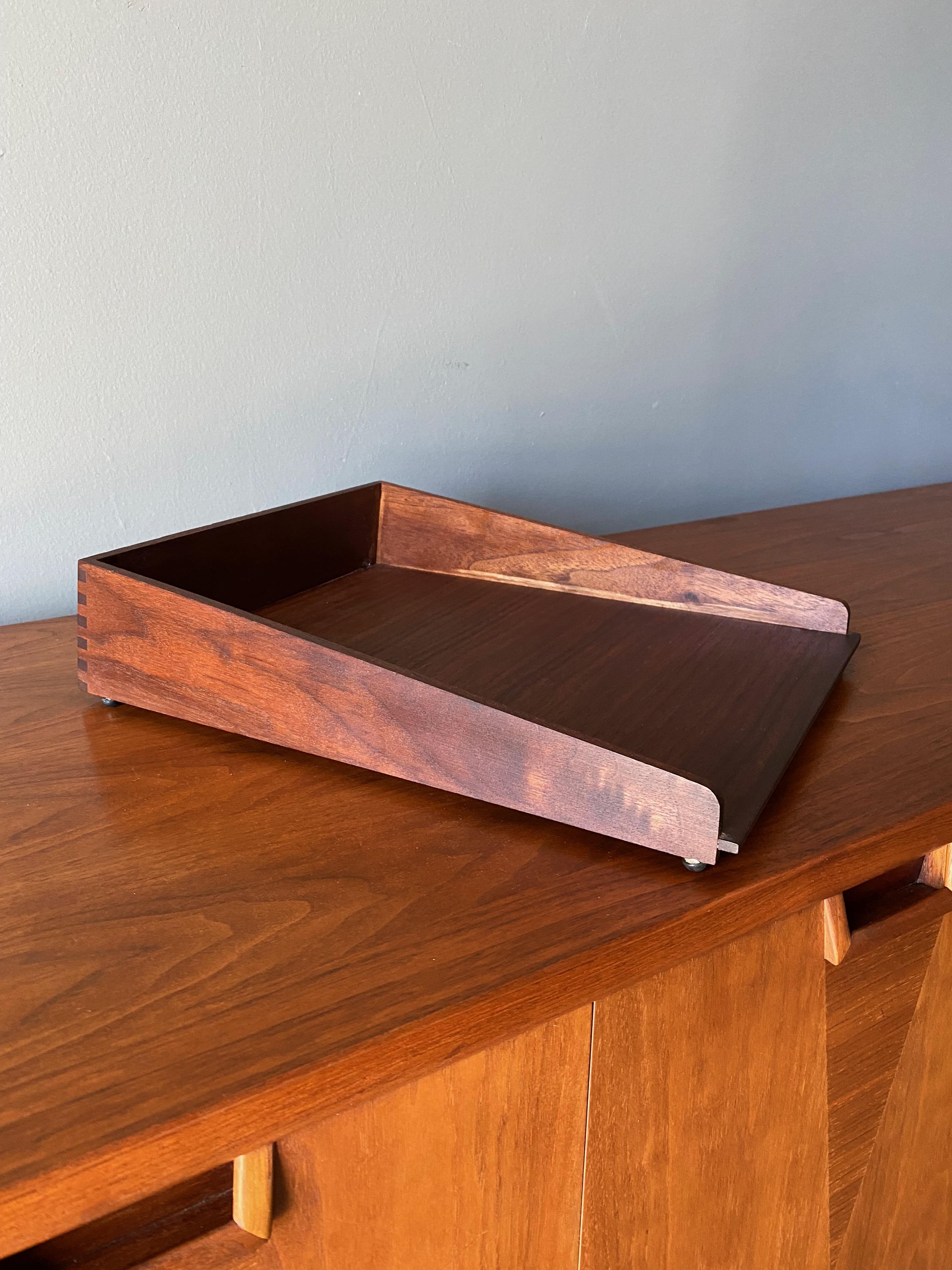 Mid-Century Modern Jens Risom Walnut Letter Tray, circa 1960