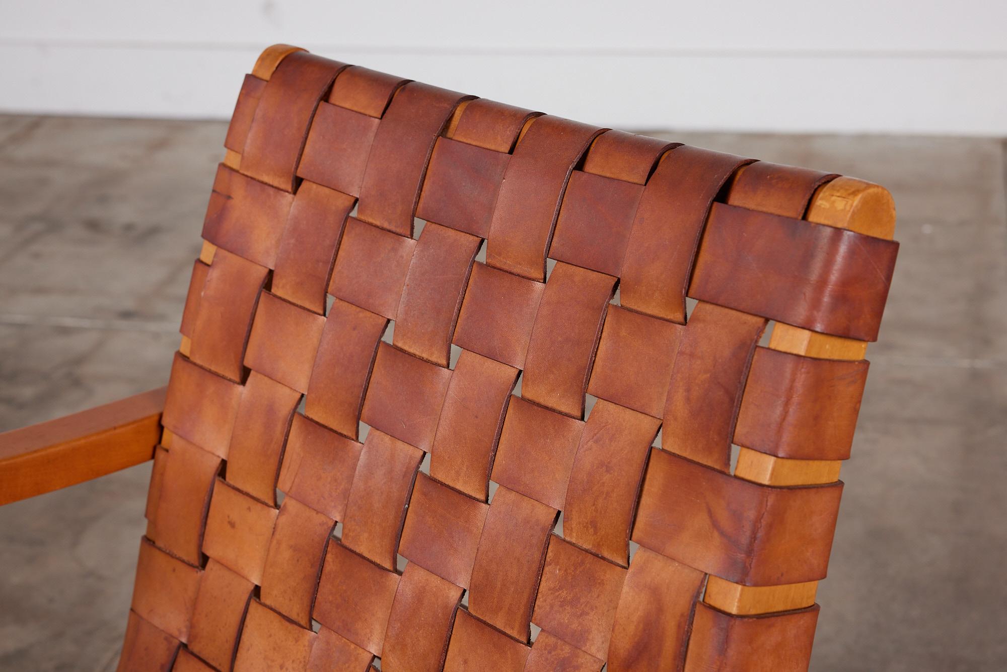 Jens Risom Strapped Leather Lounge Chair 1