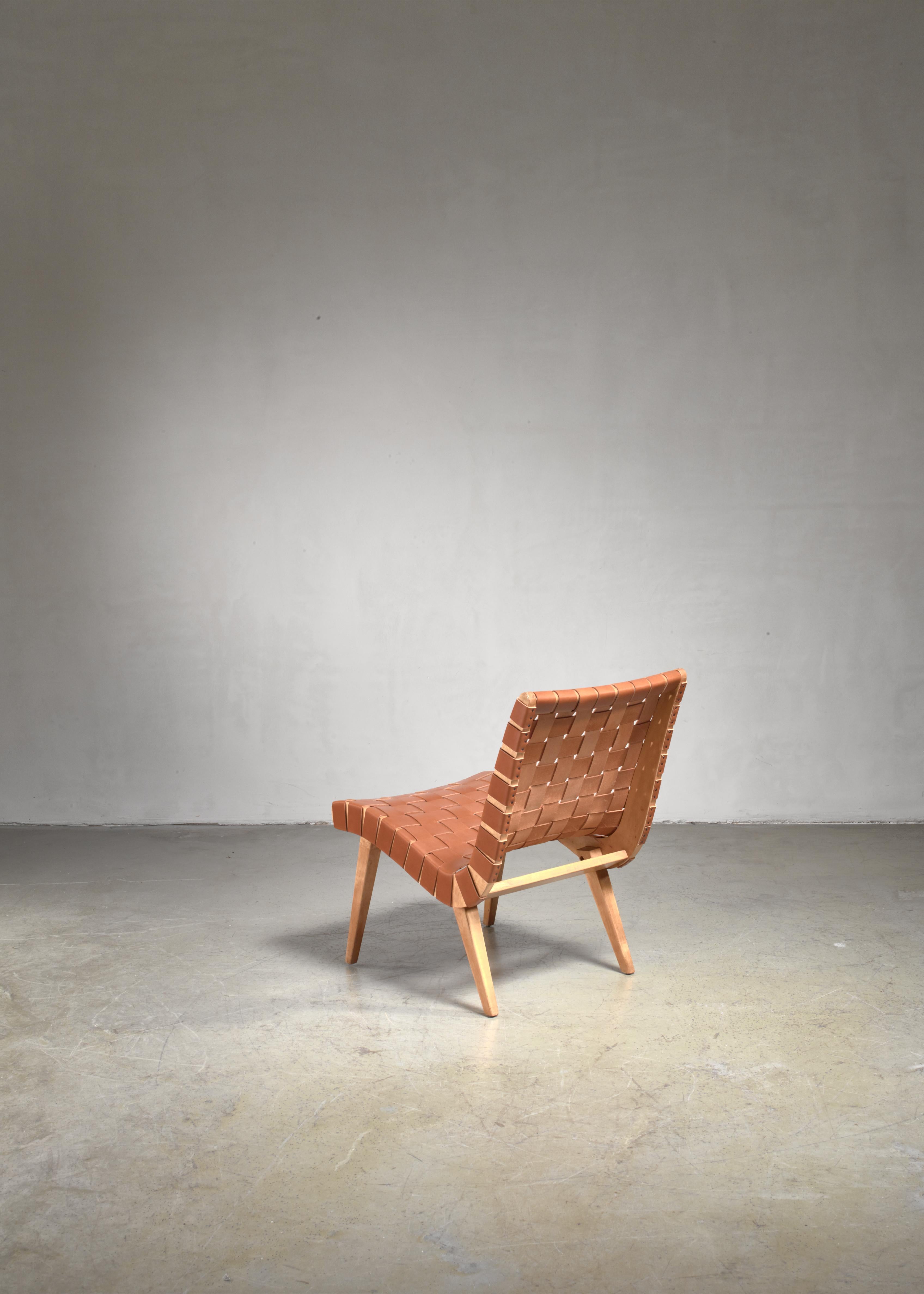 Mid-Century Modern Jens Risom Webbed Lounge Chair for Knoll For Sale