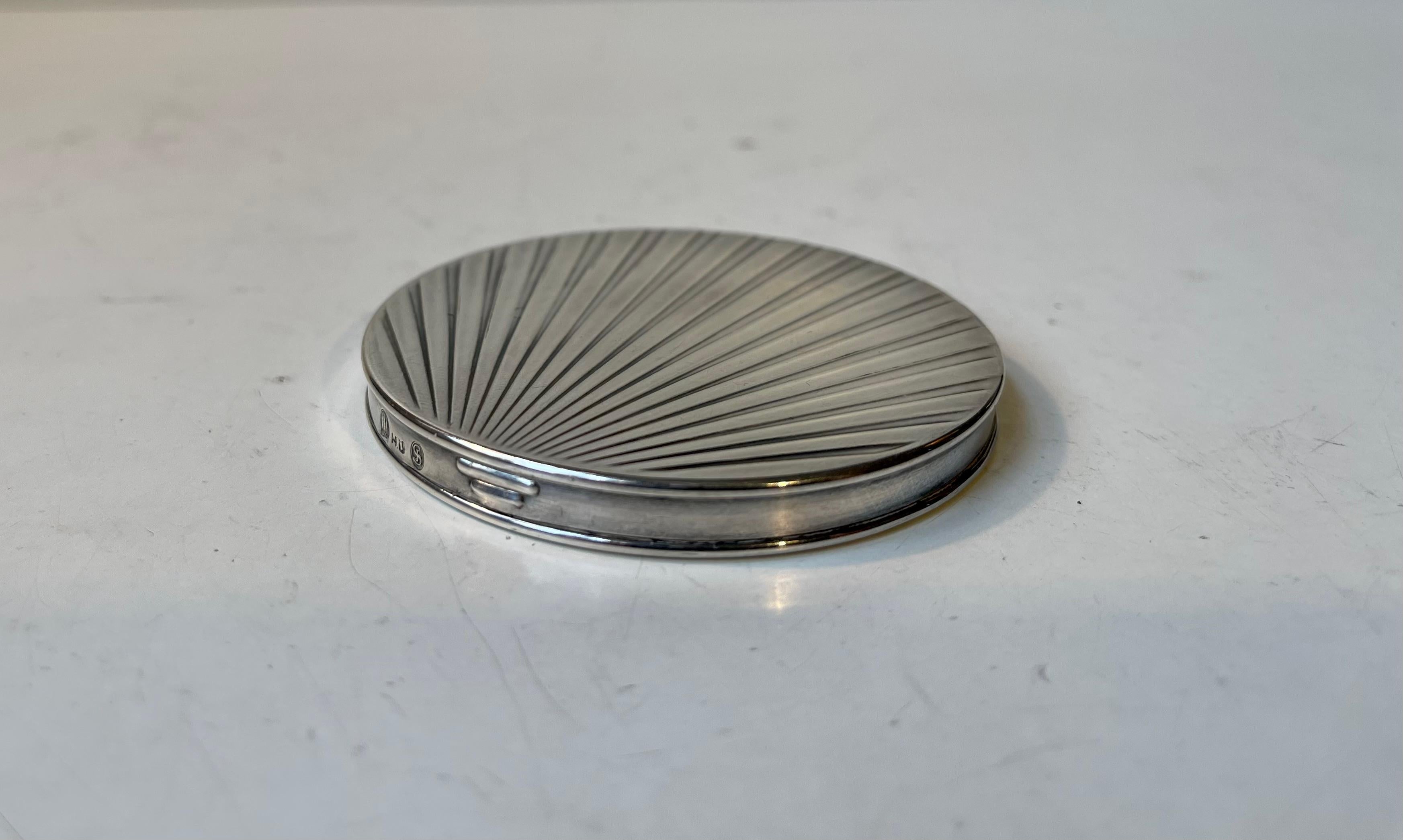 Danish Jens Sigsgaard Silver Art Deco Powder Compact & Pocket Mirror For Sale