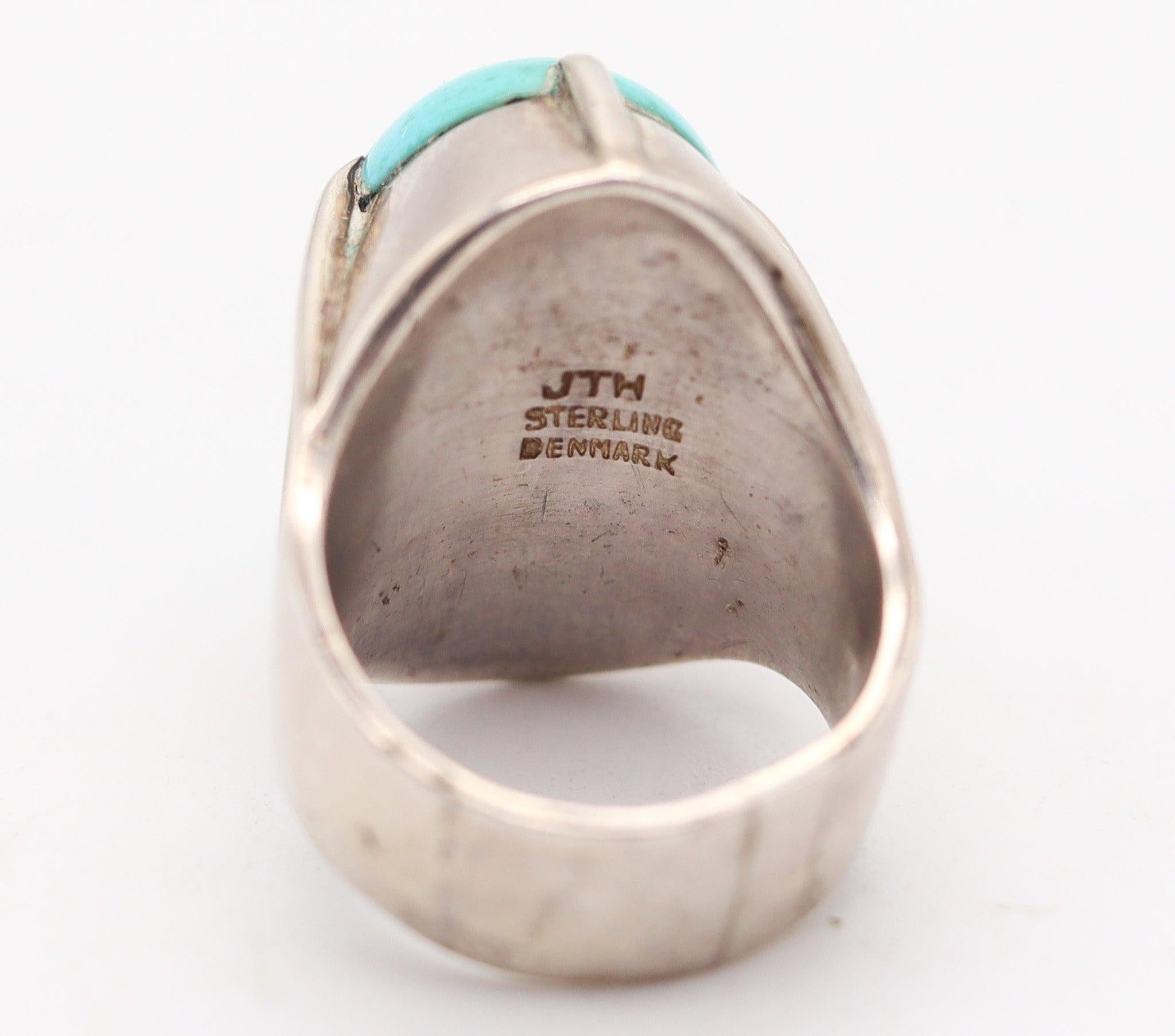 Women's JENS TAGE HANSEN Modernism 1970 Modernist Ring in Sterling With Turquoise For Sale