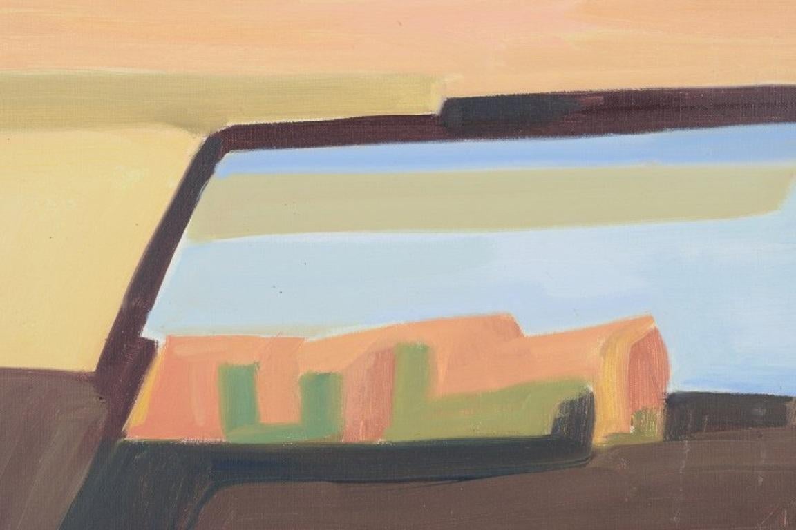 Moderno Jens Uffe Rasmussen, artista danese. Olio su tela. Paesaggio modernista. in vendita