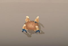 Jens Ulrich Petersen, geb. 1947, dänischer Künstler, Öl / Leinwand, Männer auf String