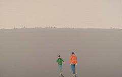 Jens Ulrich Petersen, dänischer gelisteter Künstler, Öl / Leinwand, Männer auf String