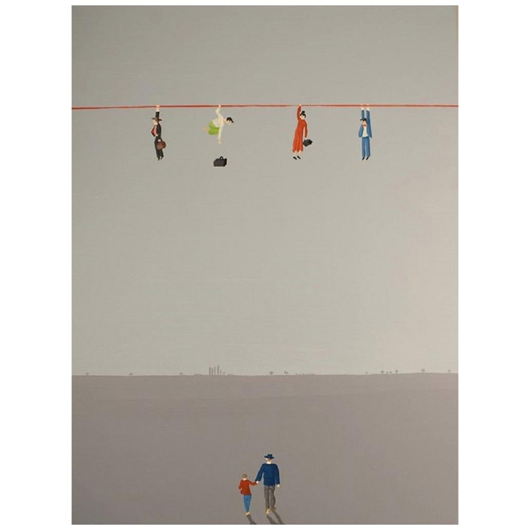 Jens Ulrich Petersen Danish Listed Artist, Oil / Canvas, Men on String