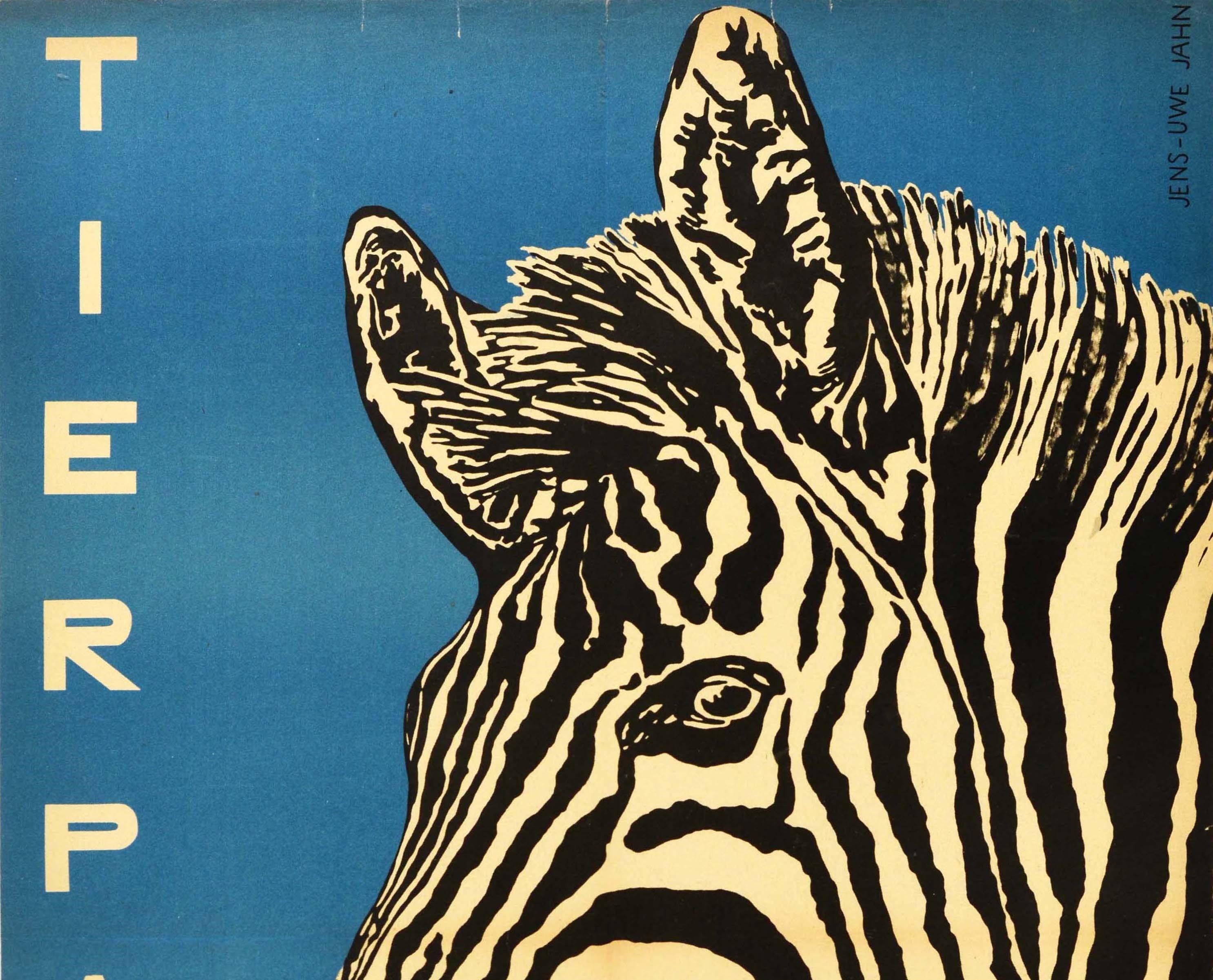 Original Vintage Poster Tierpark Berlin Zoo Friedrichsfelde Germany Zebra Design - Print by Jens-Uwe Jahn