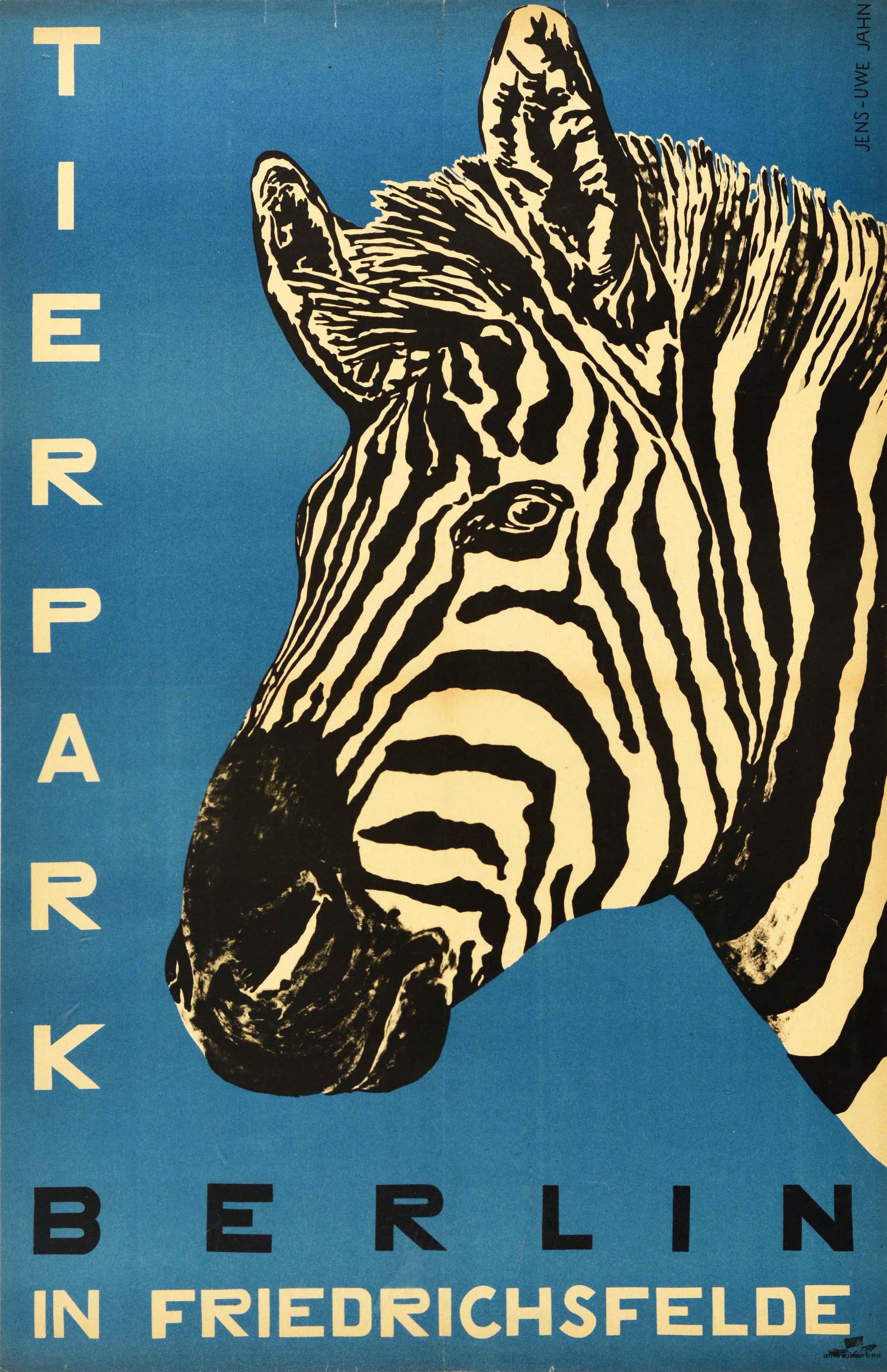 Jens-Uwe Jahn Print - Original Vintage Poster Tierpark Berlin Zoo Friedrichsfelde Germany Zebra Design