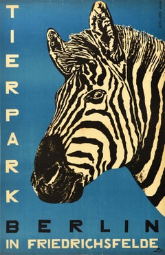 Original Retro Poster Tierpark Berlin Zoo Friedrichsfelde Germany Zebra Design