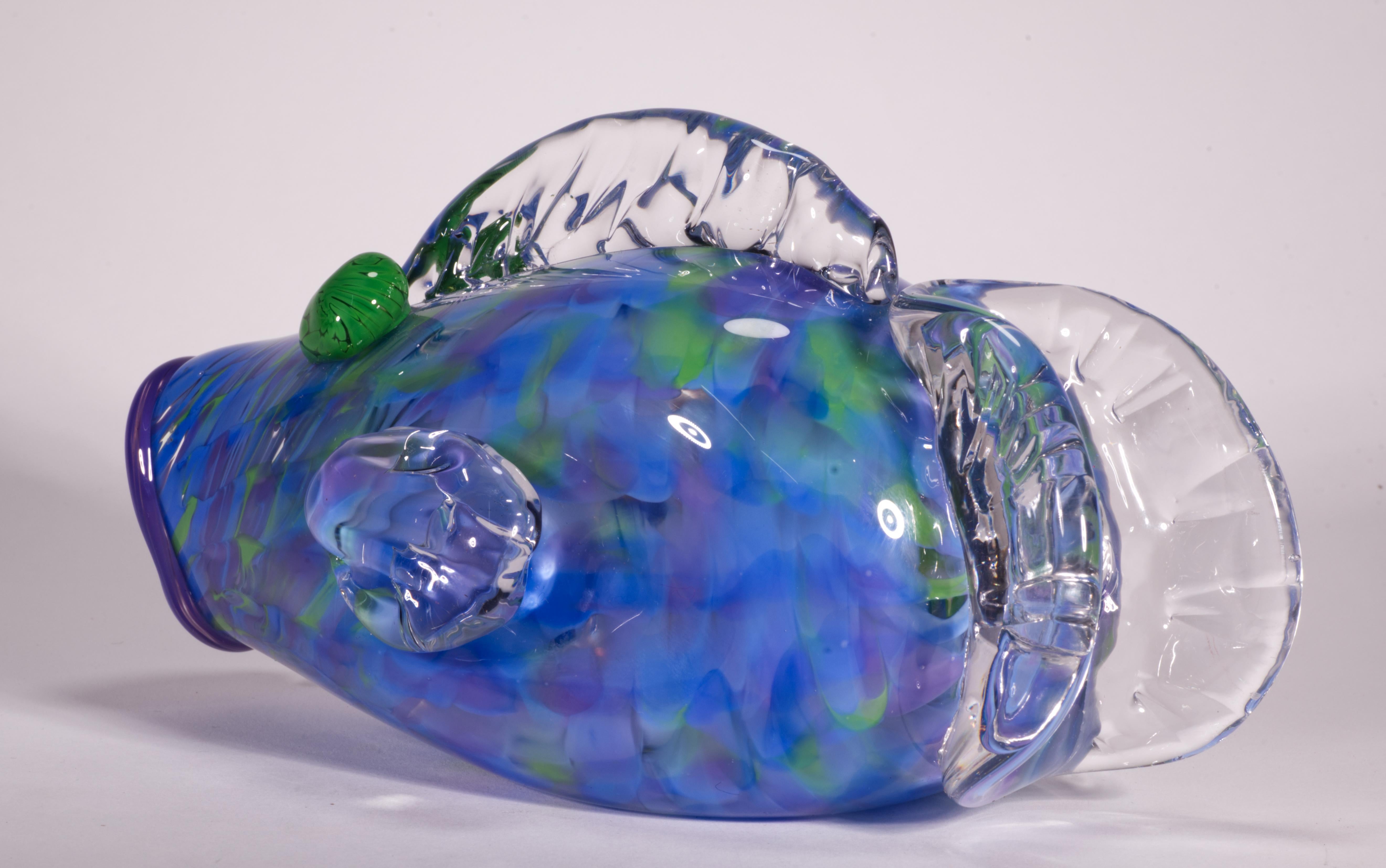 Fatto a mano Scultura di pesce di Jensen Kvarnes, vetro da studio americano in vendita