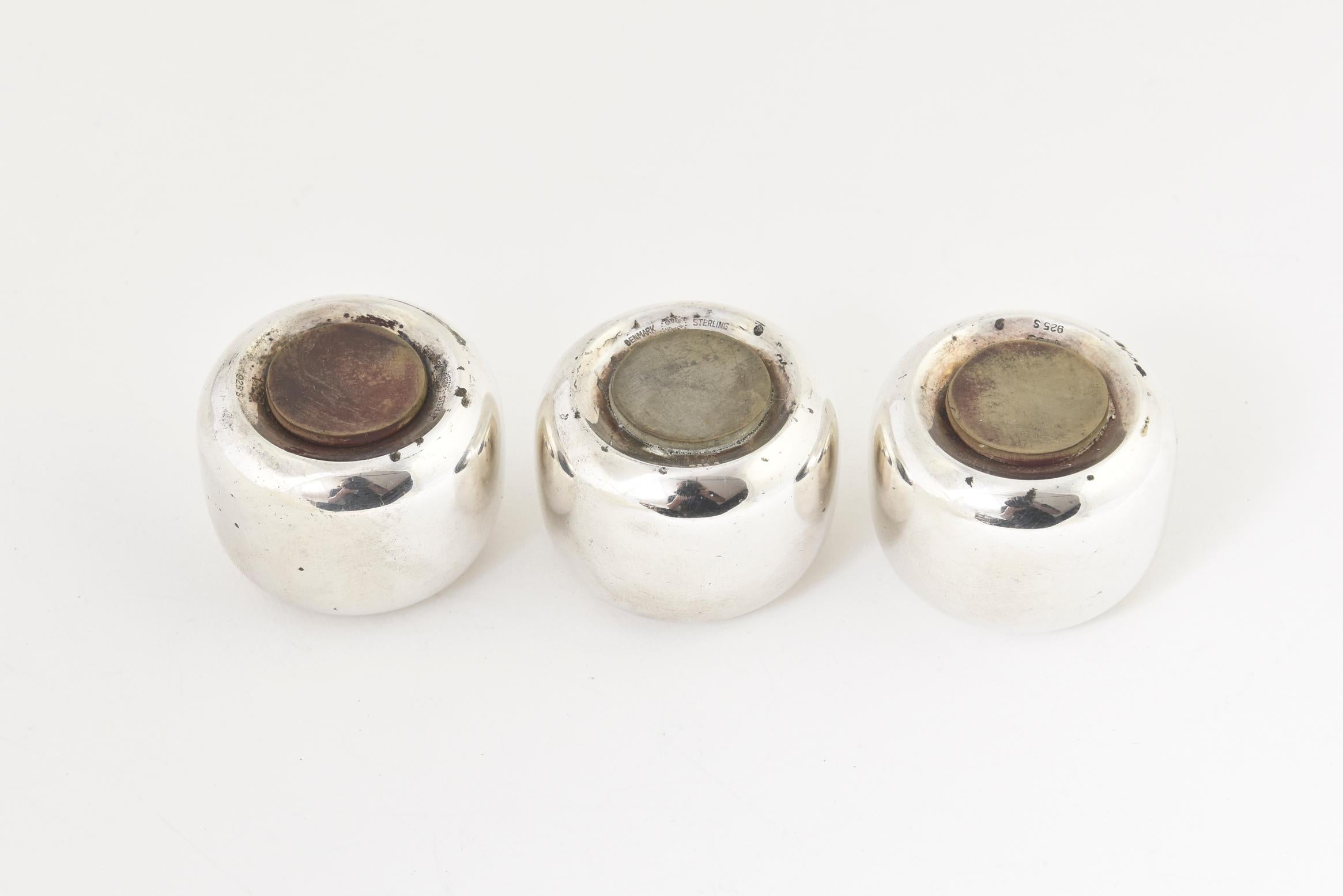 Sterling Silver Jensen Sterling Salt and Peppers Shakers, Set of 3 For Sale