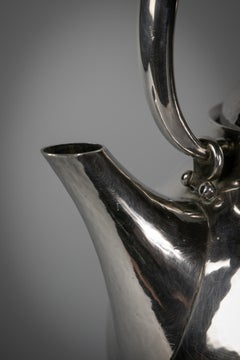 Jensen Sterling Silver Kettle on Stand with Ebony finial and Handle, circa 1920