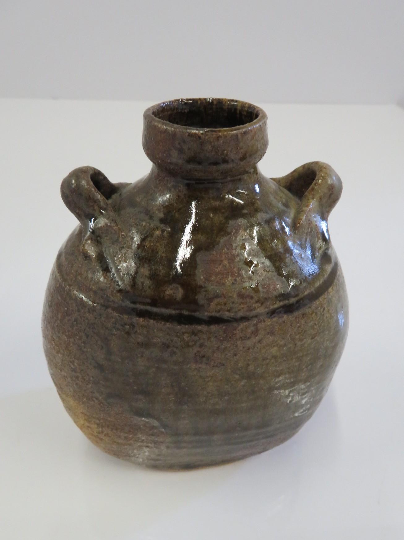 Organique Vase en forme de cruche en glaçure à sel de raku organique et moderne de Jensen Studio en vente