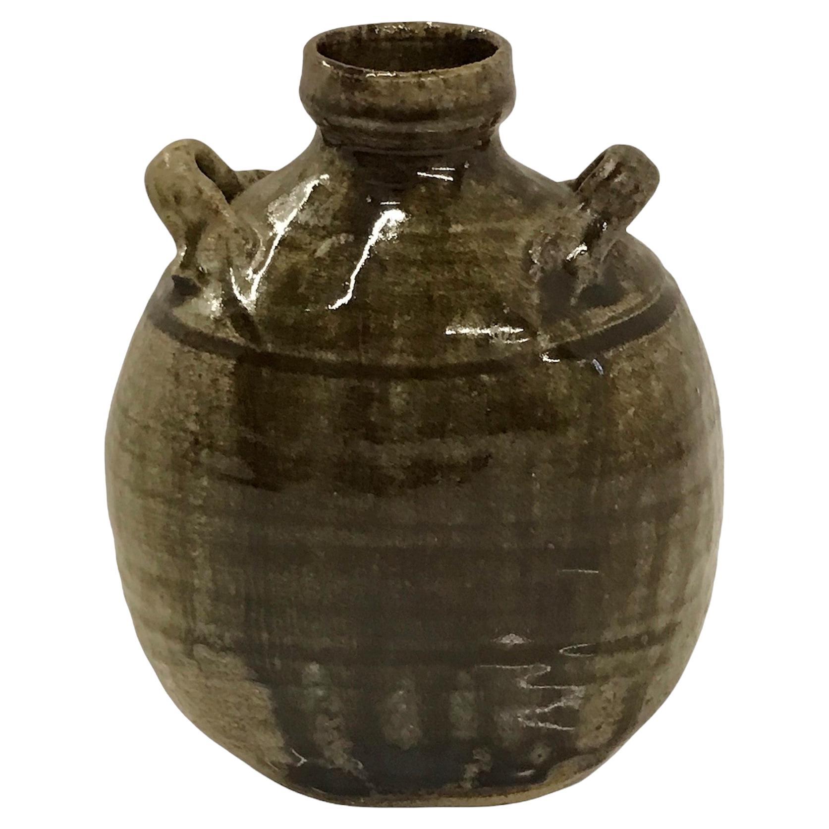 Vase en forme de cruche en glaçure à sel de raku organique et moderne de Jensen Studio