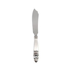 Jensen & Wendel Denmark Acorn Sterling Handle Stainless Blade Cake Knife #14714