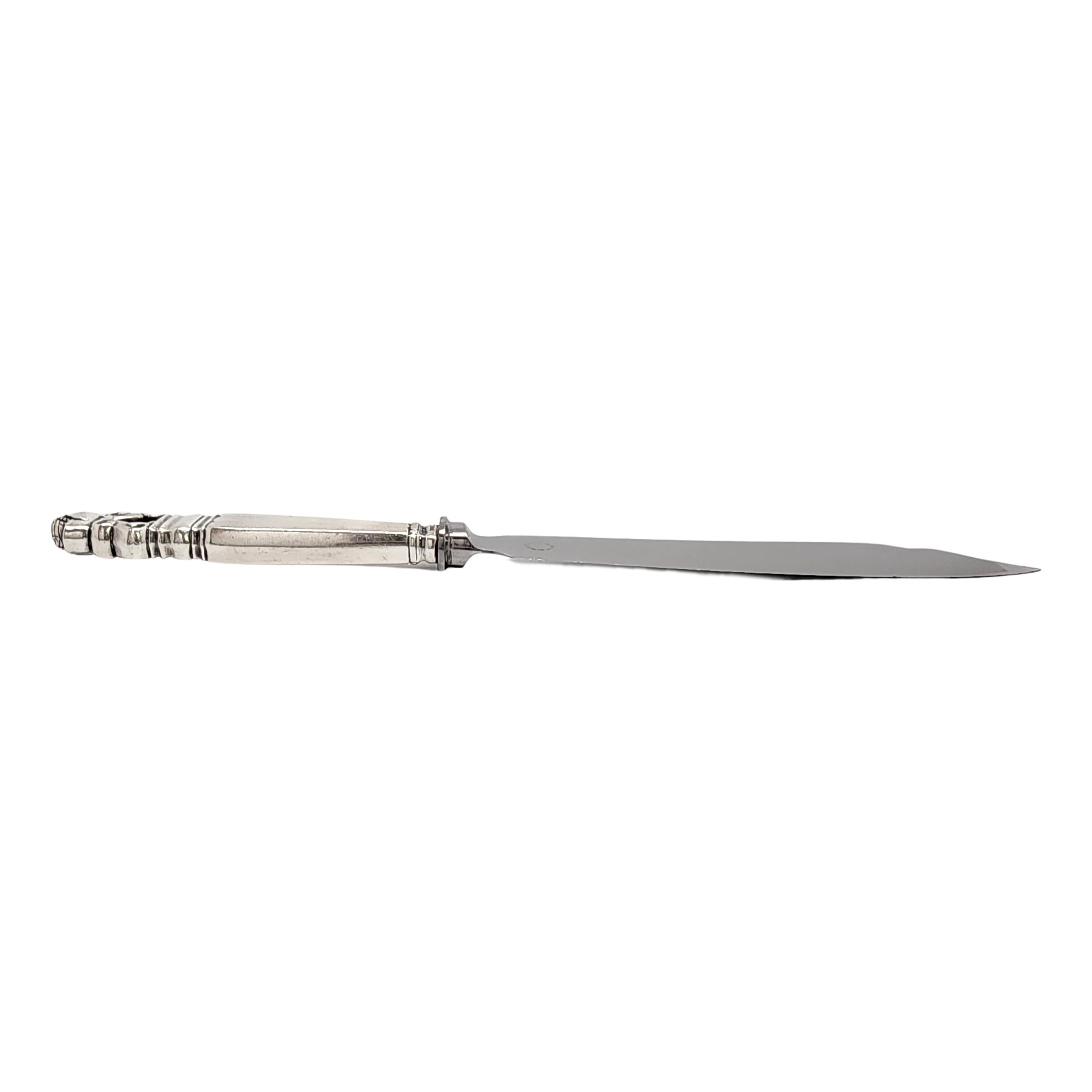 Art Nouveau Jensen & Wendel Denmark Acorn Sterling Handle Stainless Blade Cake Knife #14714 For Sale