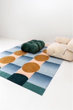 Jensin Okunishi Studio Apato Blue Ombré Hand-knotted Himalayan Wool Rug