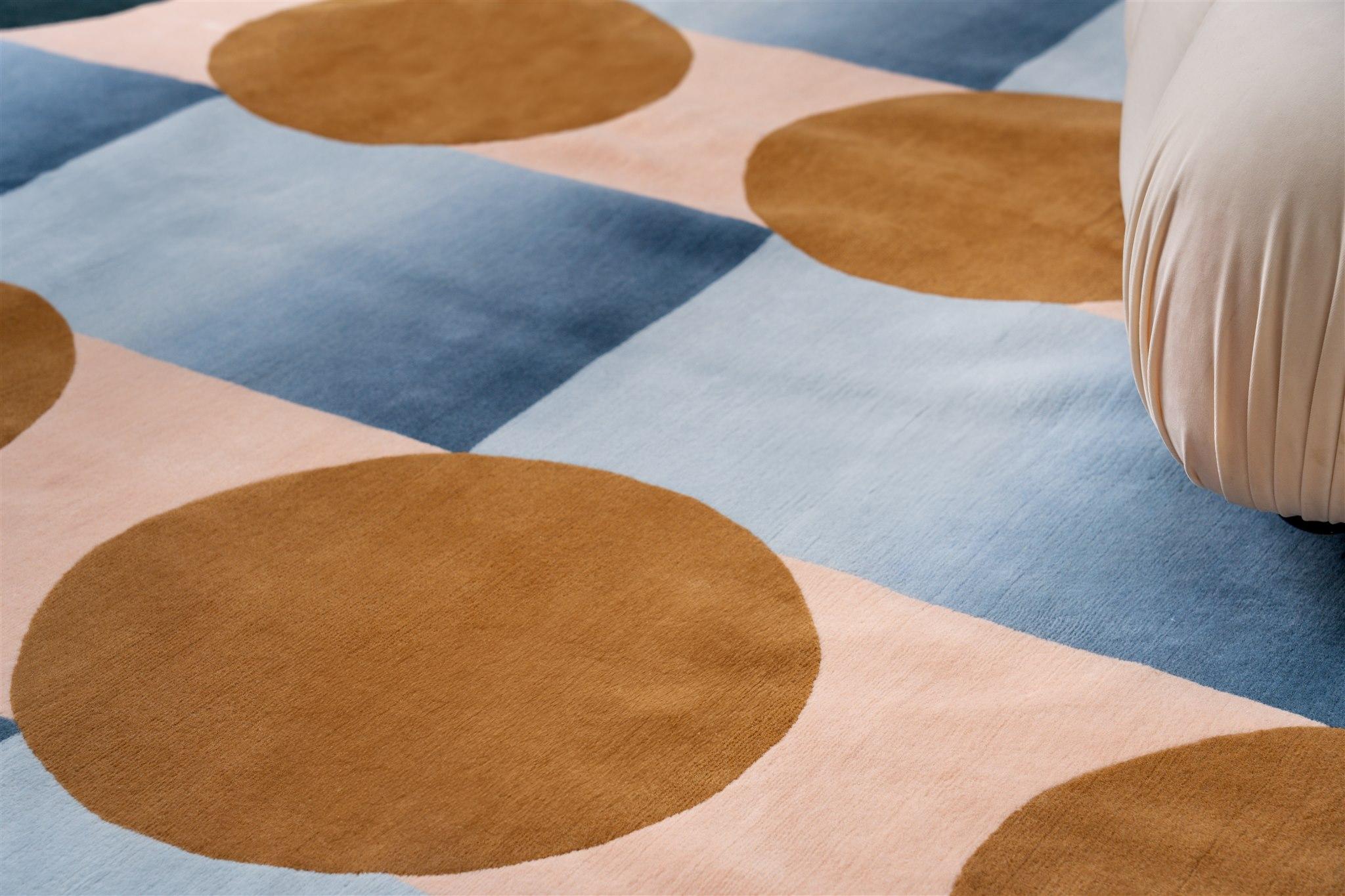 Contemporary Blue Ombré Hand-knotted Himalayan Wool Apato Rug by Jensin Okunishi Studio For Sale
