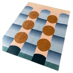 Blue Ombré Hand-knotted Himalayan Wool Apato Rug by Jensin Okunishi Studio