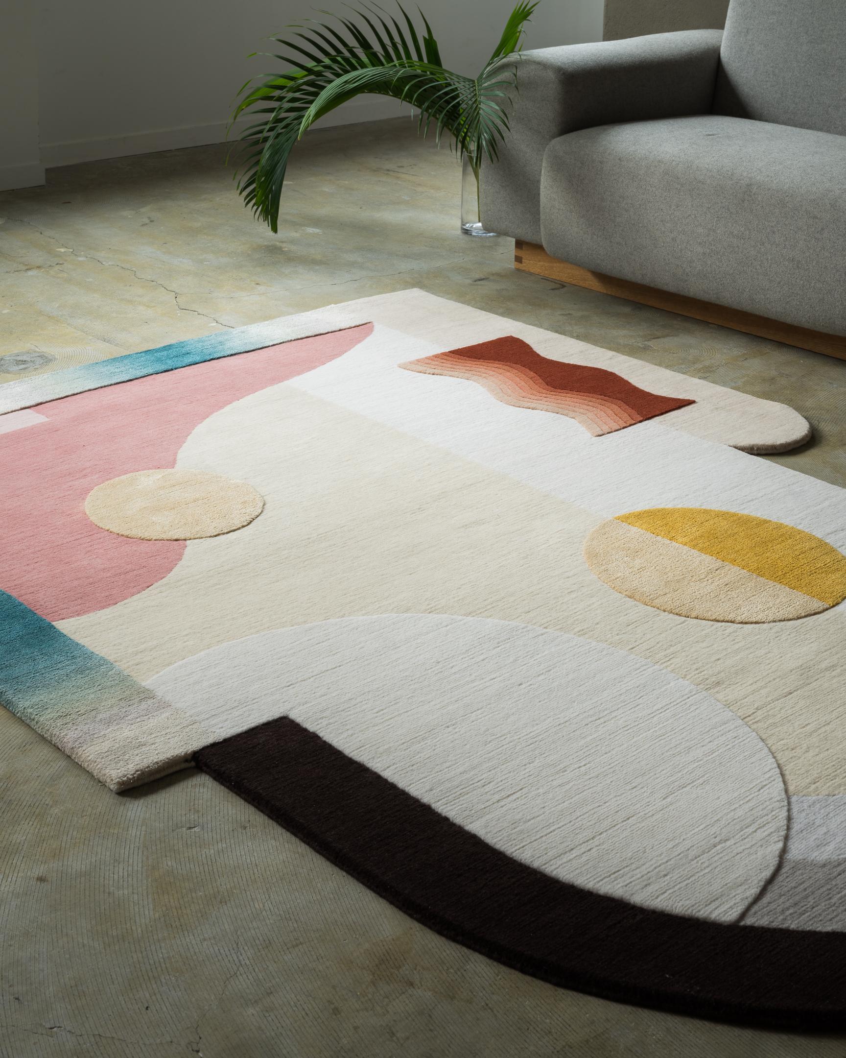 Moderno Tappeto Jensin Okunishi Studio A Arched Himalayan in lana e seta Desert Feels in vendita