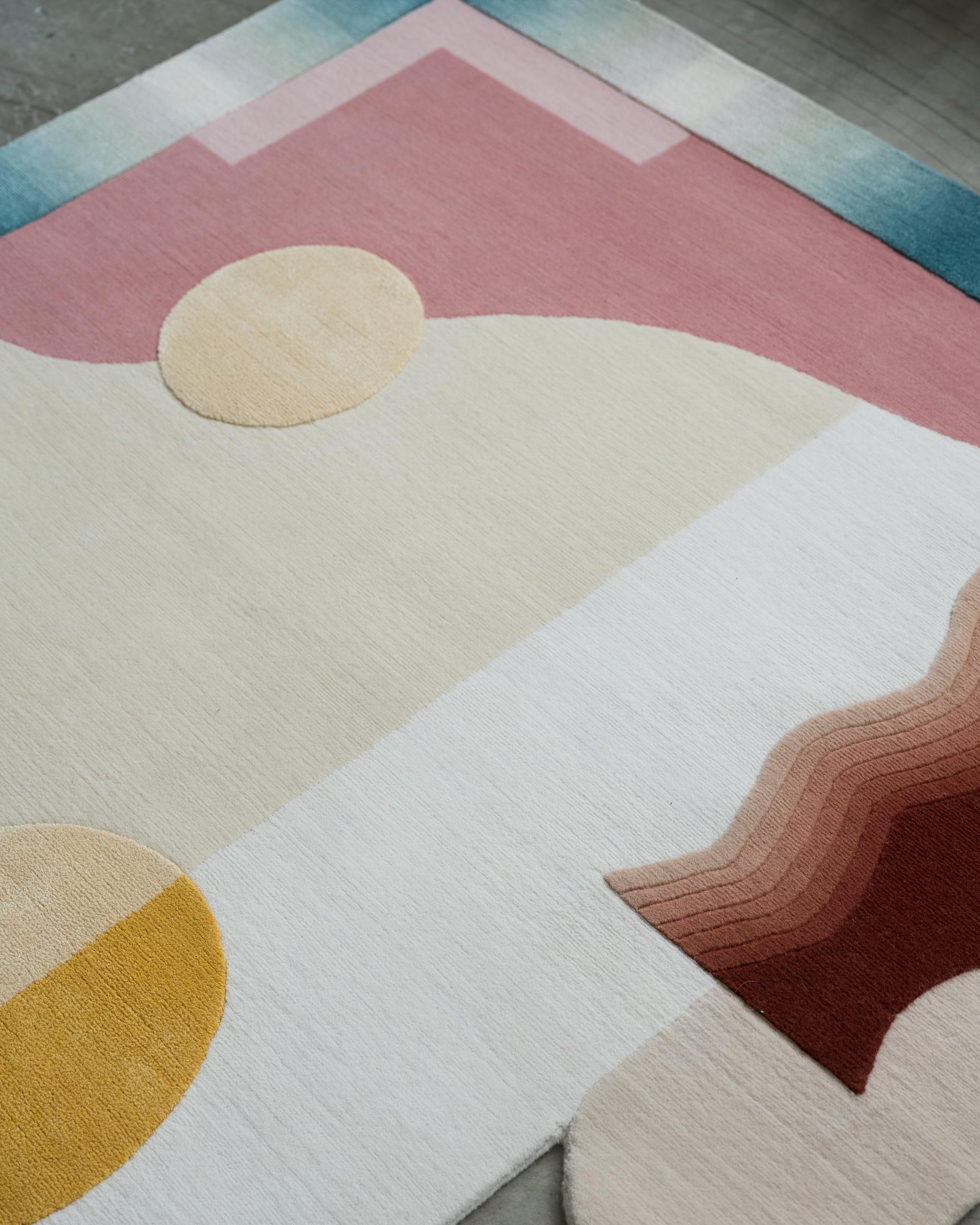 Annodato a mano Tappeto Jensin Okunishi Studio A Arched Himalayan in lana e seta Desert Feels in vendita