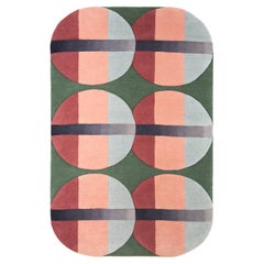 Tappeto con gemme in lana con bordo rotondo di Jensin Okunishi Studio Verde e Rosa