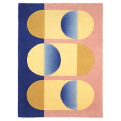 Jensin Okunishi Studio Pink and Blue Hand-knotted Wool Moon Pools Rug