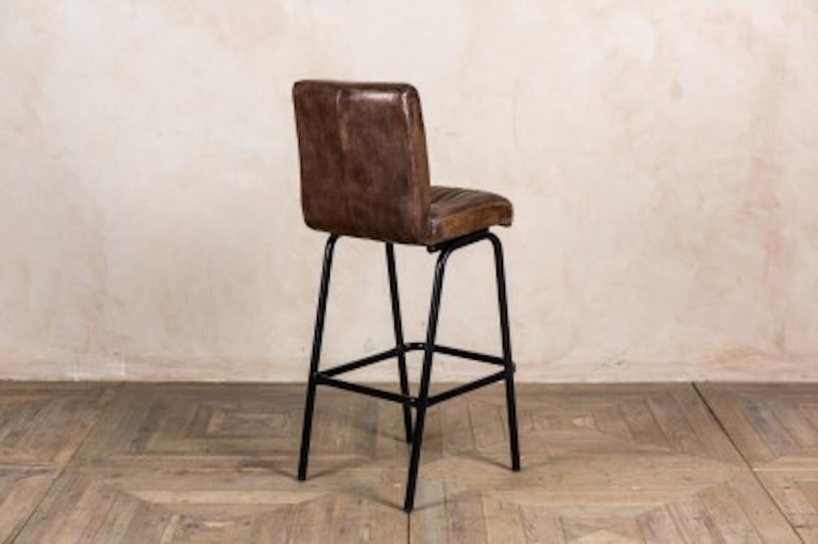 Jenson Distressed Leather Bar Stools, 20th Century For Sale 14