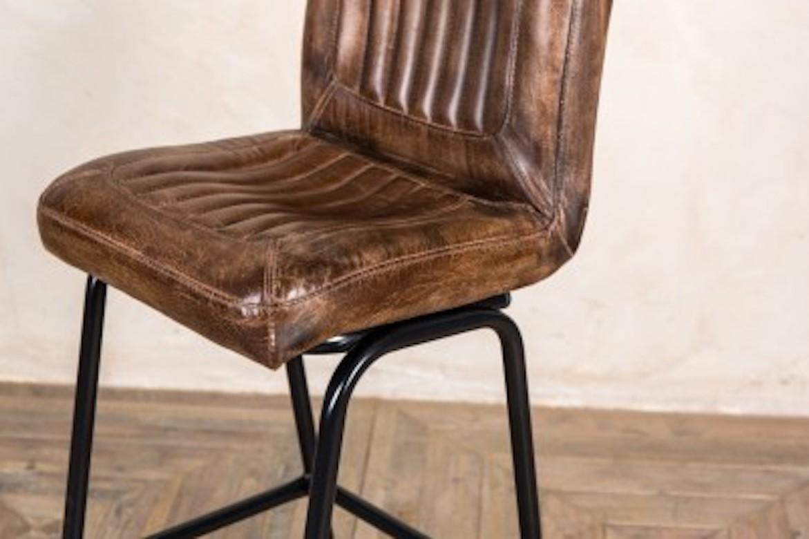 Jenson Distressed Leather Bar Stools, 20th Century For Sale 15