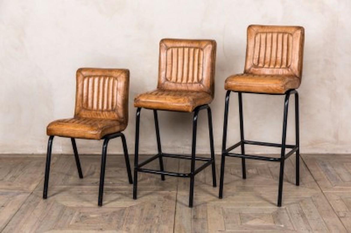 A fine Jenson distressed leather bar stools, 20th century.

Introducing our brand new distressed leather bar stools, part of our new ‘Jenson’ range.

These stools are made in the UK. They come in two heights, making them ideal for use at a bar,