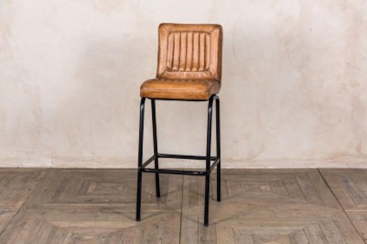 European Jenson Distressed Leather Bar Stools, 20th Century For Sale