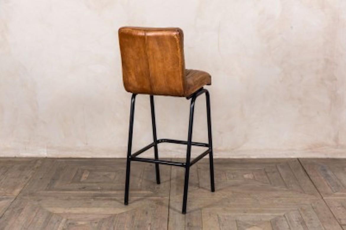 Jenson Distressed Leather Bar Stools, 20th Century In Excellent Condition For Sale In London, GB