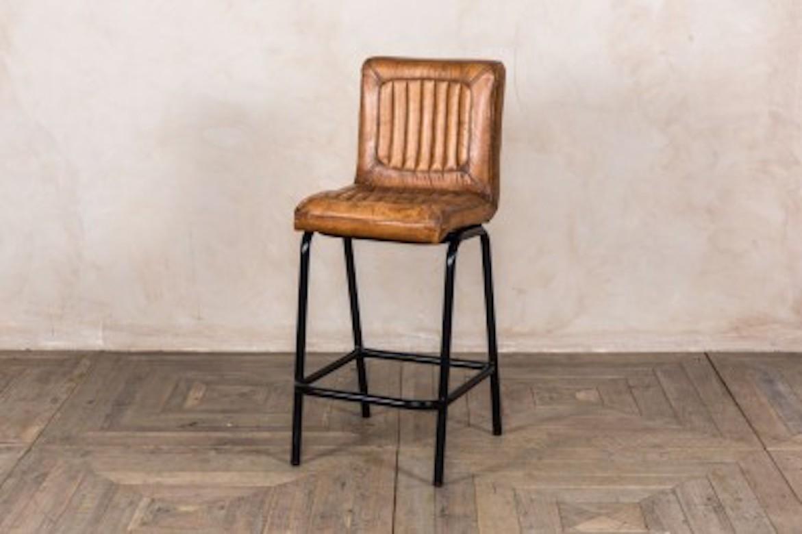 Jenson Distressed Leather Bar Stools, 20th Century For Sale 1